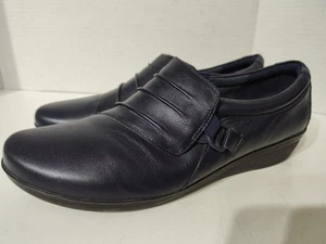 Collection by Clarks Women’s Size 11 M Leather Soft Cushion Navy Shoes - Picture 1 of 7