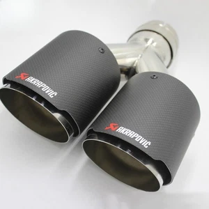 2 Pcs Akrapovic Carbon Fiber Dual Exhaust Tip-2.5"ID(63MM)/4"OD(101MM),Universal - Picture 1 of 1