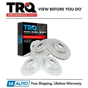 TRQ Drilled Brake Rotor Set Fits 2009-2021 Volkswagen Beetle e-Golf Golf Jetta - Picture 1 of 12