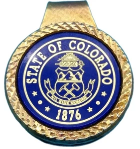 Colorado State Seal 1876 Emaille Geldklammer Messingfarben Vintage Souvenir - Bild 1 von 14