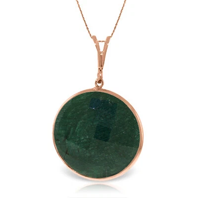 14K Solid Rose gold Necklace 16-24" w Cut Round Emerald Color Corundum Foto 1 de 4