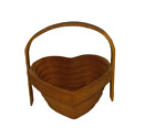 Wooden Folding Extendable Heart Shaped Collapsible Bowl/Basket decor collectible