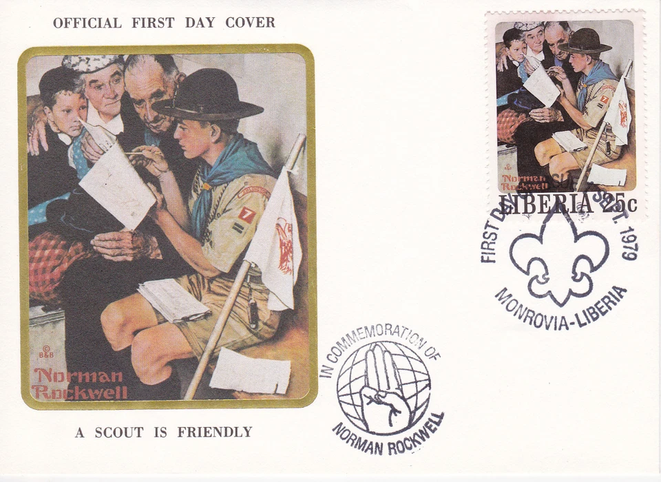 1979 LIBERIA SCOUTING / NORMAN ROCKWELL COMMEM.FDC COVER - A SCOUT IS FRIENDLY - Image 1 of 1