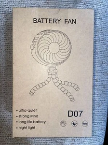 USB Operated Portable Rechargeable Tripod Clip On Fan W Night Light Multi Use 5V - Picture 1 of 4