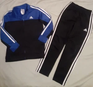 Adidas Kids Boys Track Suit Black/Blue Size 7 Tall - Picture 1 of 8