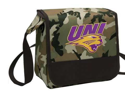 Northern Iowa Camo Lunch Bag Cooler UNI Lunchbox Bags COOL MESSENGER STYLE! Cover