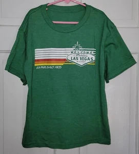 LAS VEGAS green Poly Cotton Logo Vintage Look T-shirt. Youth M - Picture 1 of 4