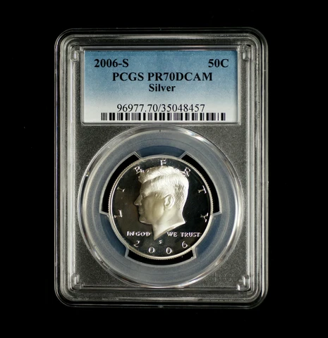 2006 S Kennedy Mint Silver Proof Half Dollar ~ Graded by PCGS Proof 70 Cover
