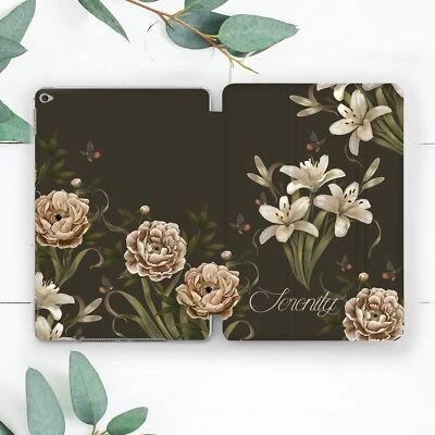 Custom Name Vintage Flowers Dark Case For iPad 10.2 Pro 12.9 11 9.7 Air 4 5 Mini - Image 1 of 4