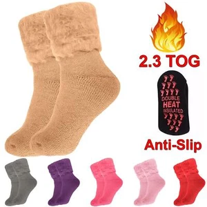 Women Thermal Socks Fleece Lined Non Slip Gripper Soft Warm Heat Hold 2.3 Tog UK - Picture 1 of 37