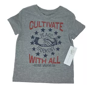 NWT Peek Girls Boys 2T Gray Patriotic George Washington Quote 4th of July Shirt - Picture 1 of 5