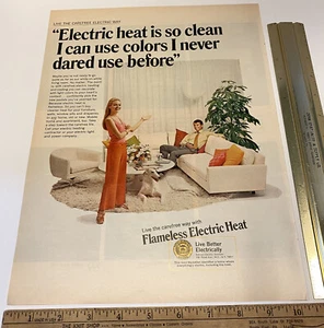 Vintage Print Ad Flameless Electric Heat Live Better Electrically 13.5" x 10.25" - Picture 1 of 1