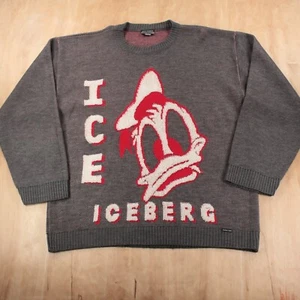 Vintage 90er ICEBERG Geschichte bestickt Donald Duck Acryl Pullover 2XL Disney - Bild 1 von 8