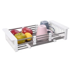 Expandable Dish Drying Rack Adjustable Over the Sink Drainer Basket Stainless - Picture 1 of 8