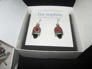Pendientes colgantes de piedra roja y estilo maya de Lia Sophia - Imagen 1 de 9