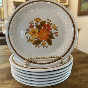 Lot Of 7 Vintage Corsage 518 Color Stone By Nikko Japan 7.5" Round Plate Floral - Picture 1 of 4