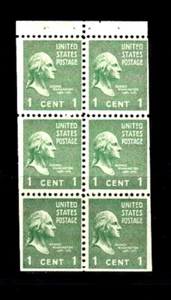 USA BOOKLET - SC# # 804b WASHINGTON 1c. PANE OF 6 MNH SHINY GUM - SEE PICTURE - Picture 1 of 1