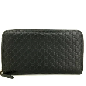 GUCCI Micro Ssima GG Logo Leather Zip Around Long Wallet Black/8BD1207 - Picture 1 of 8