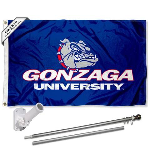 Gonzaga Bulldogs Wordmark Flag Pole and Bracket Gift Set Package Cover
