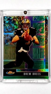 2008 Topps Finest Green Refractor #1 Drew Brees /299 New Orleans Saints Card - Image 1 of 4