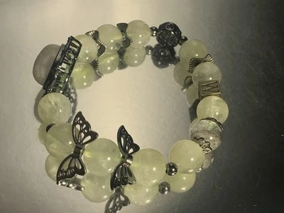 Natural Phantom Crystal + Citrine + Blue moonstone Charm + Opal Charm Bracelet - Image 1 of 4