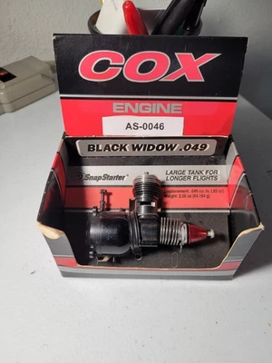 Cox Black Widow .049 Engine No.150 – Vintage Glow Engine w/ Box - Image 1 of 4
