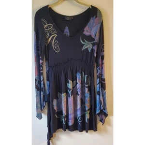 Christian Audigier Tunika Top oder Kleid schwarz Jersey Trash Fashion Witchy Rocker L - Bild 1 von 14