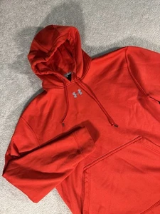 Under Armour Sudadera con Capucha Hombres M Rojo Jersey Polar Suéter Centro Logo Sudadera - Imagen 1 de 9