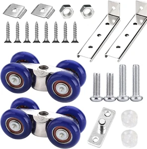 2 Pezzi Carrello Porta Scorrevole Kit, Rulli per Porta Scorrevole in Acciaio Ino - Foto 1 di 7