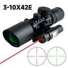 3-10X42E Monocular Rifle Scope Telescopic Dovetail Mount Sight Weaver+Red Laser