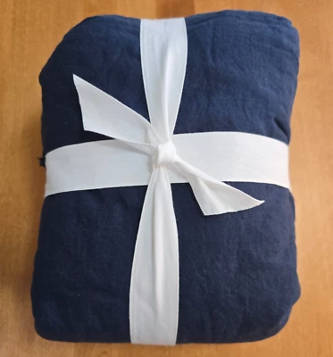 FUNDA NÓRDICA CON VOLANTES FLECOS LINO BELGA GRANERO CERÁMICA F/Q ~ AZUL MEDIANOCHE Foto 1 de 2