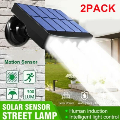 2PCS LED Solar Flood Light Motion Sensor Security Spot Wall Street Outdoor Lamp - Image 1 of 4