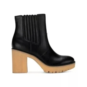 Sun + Stone Women's Lennii Gum Lug Sole Boots Block Heel Black Size 7 Medium - Picture 1 of 2