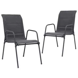NNEVL Stackable Garden Chairs 2 pcs Steel and Textilene Anthracite - Picture 1 of 5