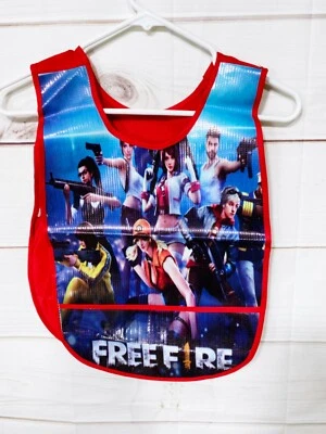 Free Fire Videogame Kids Boys Red Vinyl Apron Cooking Crafts Handmade Mandil - Image 1 of 4