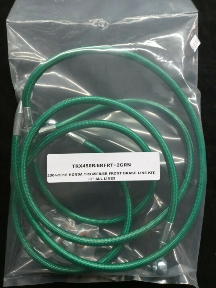 GREEN +2" EXTENDED FRONT BRAKE LINES  & +2" STEM  KIT HONDA TRX450R TRX450ER - Image 1 of 1