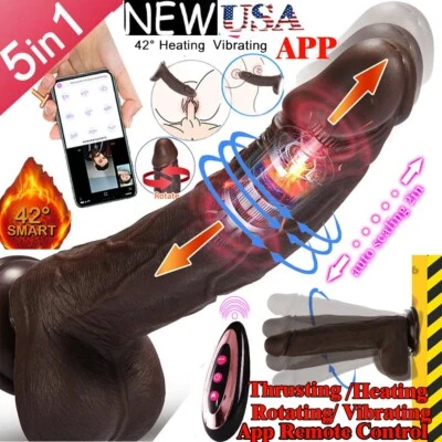 Consolador grande grueso realista vibrador de empuje calefacción punto G juguetes sexuales para mujeres Foto 1 de 4