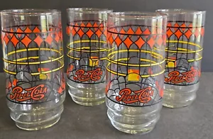Gold Star Cincinnati Chili Pepsi Cola Set 4 Glasses Stained Glass Style Vintage - Picture 1 of 5
