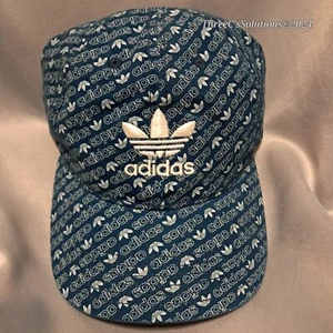 Adidas Trefoil Logo Design Mütze mit verstellbarer Schnalle - neu mit Etikett - blau/grün - Bild 1 von 6