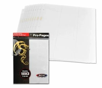 (Paquete de 10) Páginas profesionales BCW de 18 bolsillos BLANCAS Carga lateral Tarjetas de álbum Páginas Foto 1 de 2