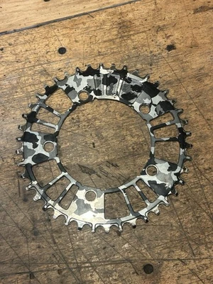 AARN 110 BCD 1x 42t chainring black and white camo narrow wide - Image 1 of 3