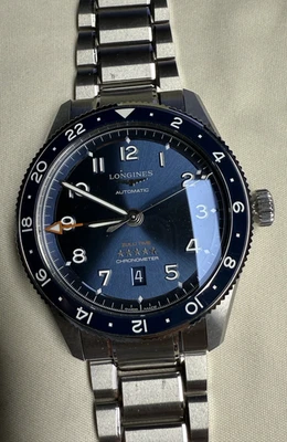 Longines Spirit Zulu Time mostrador azul moldura cerâmica 42mm relógio masculino L3.812.4.93.6 - Imagem 1 de 4