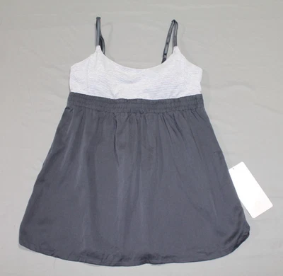 Camiseta sin mangas Lululemon Bliss Babydoll jaspeada a rayas gris blanco talla 10 Foto 1 de 4