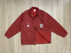 VTG Carhartt Chore Jacket Men’s Large Red Full Zip Coat Red 6QLC CQ740 AgriGold - Picture 1 of 13