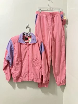 Traje de chándal cortavientos vintage años 90 rosa púrpura stock muerto Liz Sport M/L LEER Foto 1 de 4