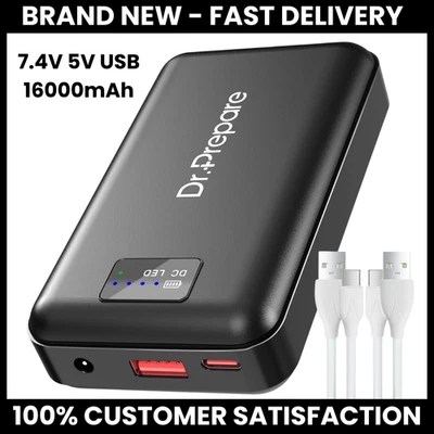 7.4V 16000mAh Heated Vest Battery Pack with USB & Type-C Fast Charging Desk Fan - Image 1 of 4