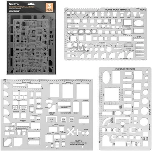 3er Pack Architektur Vorlagen Zeichenwerkzeuge Haus Innenarchitektur Vorlage - Bild 1 von 2