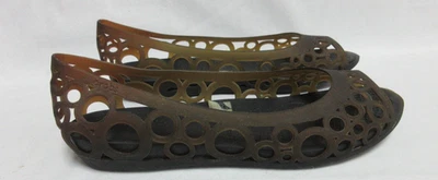 Crocs Adrina Womens Peep Toe Flats Size 9 Bronze Cutout Slip on Jelly Shoes - Image 1 of 4