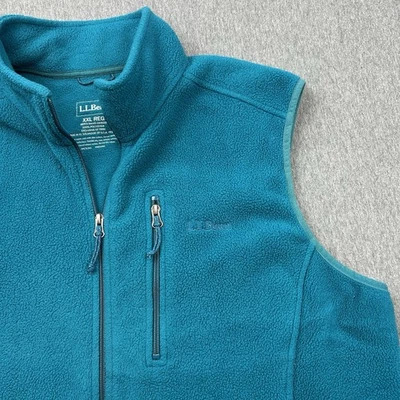 L.L. Bean Mens XXL Teal Blue Green Fleece Full Zip Outdoor Vest 284628 - Image 1 of 4