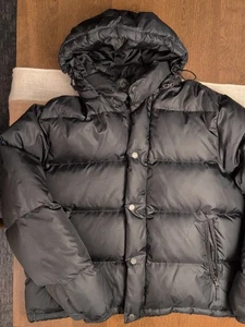 Haggar Men's Black Hooded Full-Zip Down Puffer Parka Coat Jacket Size L  - Picture 1 of 10